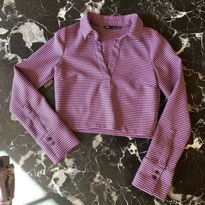 Pink Houndstooth Zara Top